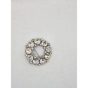 Vintage Sherman Signed Sparkling Swarovski 2 inch Crystal Round Brooch